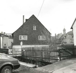 Grünhain-Beierfeld, Gartenstraße 9. Wohnhaus (um 1800). Giebelfront