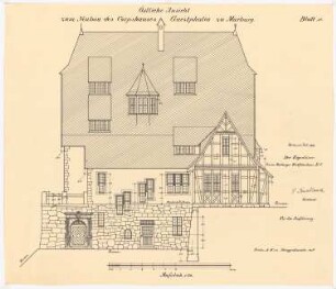 Corpshaus Guestphalia, Marburg: Aufriss Ostseite 1:50