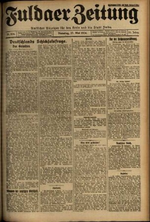 Erste Ausgabe vom Dienstag, den 27. Mai 1924.