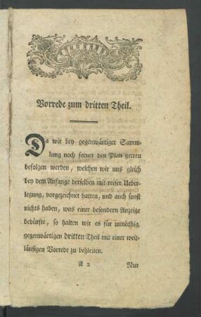 Vorrede zum dritten Theil