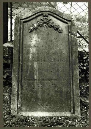 alter Friedhof. Grabstein der Wilhelmina geb. Pflantz, 1857