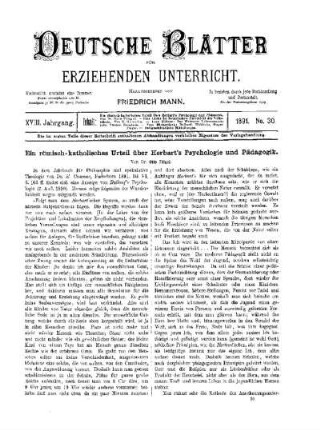 Ein römisch-katholisches Urteil über Herbart's Psychologie und Pädagogik