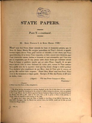 State papers, 10. King Henry the Eighth ; Part V. - continued