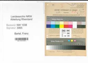 Entnazifizierung Franz Bartel , geb. 06.03.1885 (Lokfuehrer)