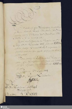 18d: Brief Fr. L. Chr. v. Solms-Laubachs an A. W. Schlegel; dat. Coelln, 02.04.1819.