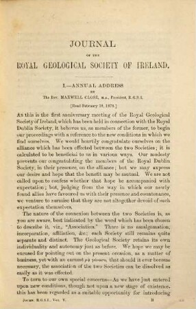 Journal of the Royal Geological Society of Ireland, 5. 1878/80, Part 1 - 3 = N.S., Vol. 15