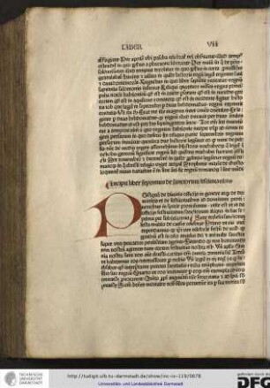 Incipit liber septimus de sanctorum festivitatibus.