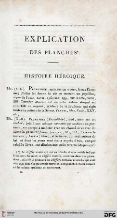 Explication des planches: Histoire héroique