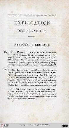 Explication des planches: Histoire héroique