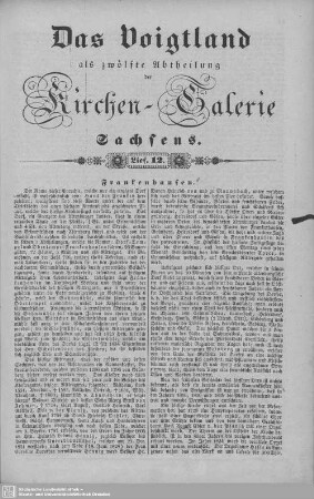 Frankenhausen, Gablenz (Beschluß), Waldsachsen, Parochie Langenhessen mit dem Filial-Dorfe Königswalde nebst Hartmannsdorf : 12. Lieferung