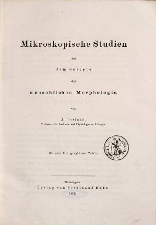 Mikroskopische Studien aus dem Gebiete der menschlichen Morphologie