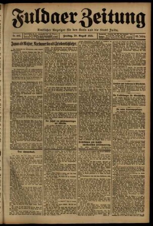 Erste Ausgabe vom Freitag, den 26. August 1921.