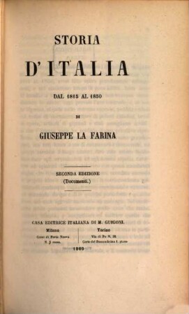 Storia d'Italia : dal 1815 al 1850, 3. Documenti 1815 - 1850