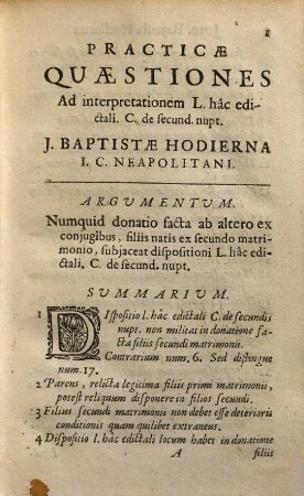 Practicarum quaestionum ad Famigeratum Textum l. Hac edictali C. de secund. nupt. : semicenturia