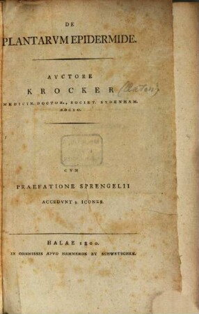 De Plantarum Epidermide