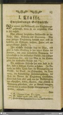 I. Classe. Entzündungs-Geschwülste