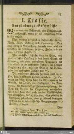 I. Classe. Entzündungs-Geschwülste