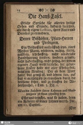 Die Hauß-Tafel