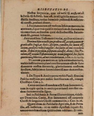 De Evcharistica Controversia Capita Doctrinae Theologicae