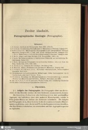Zweiter Abschnitt. Petrographische Geologie (Petrographie)
