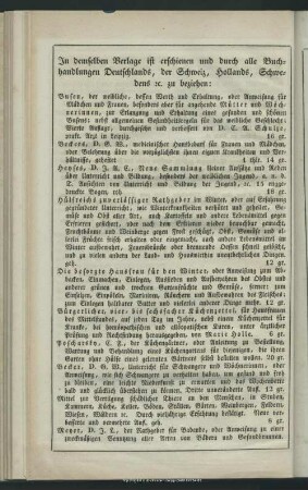 In demselben Verlage ist erschienen und durch alle Buchhandlungen Deutschlands, der Schweiz, Hollands, Schwedens rc. zu beziehen