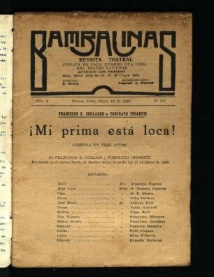 ¡Mi prima está loca! : comedia en tres actos