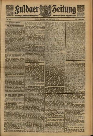 Erste Ausgabe vom Samstag, den 09. Oktober 1909.