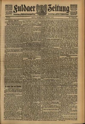 Erste Ausgabe vom Samstag, den 09. Oktober 1909.