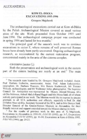 8: Kom el-Dikka : excavations 1995-1996