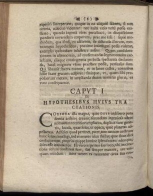Caput I. De Hypothesibus Huius Tractationis