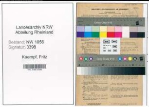 Entnazifizierung Fritz Kaempf , geb. 16.10.1900 (Angestellter)