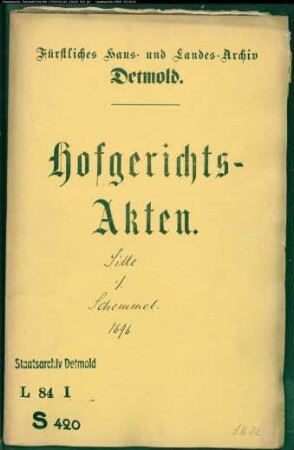 Sillen, Hieronymus in Hamburg gegen Bürgermeister Schemmel in Salzuflen - Schuldforderung