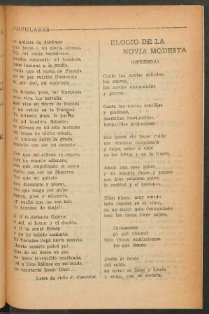 ...elogio de la novia modesta : (Ofrenda)