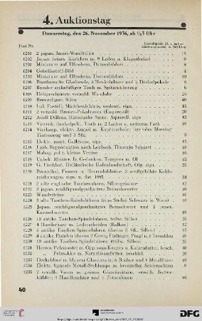 4. Auktionstag Donnerstag, den 26. November 1936, ab ½ 3 Uhr (Nr. 1201-1600)