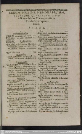 Rerum Maxime Memorabilium. Vocumque Quarundam Difficiliorum his in Commentariis in Ezechielem explicatarum