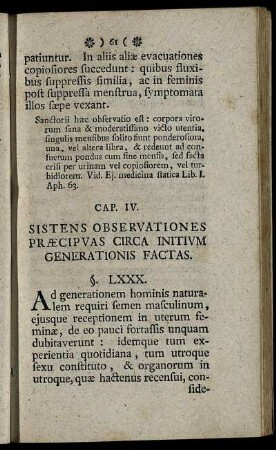 Cap. IV. Sistens Observationes Præcipuas Circa Initium Generationis Factas.
