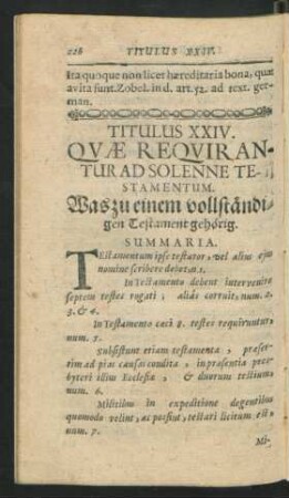 Titulus XXIV. Quae Requirantur Ad Solenne Testamentum.