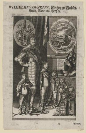 Gruppenbildnis des Herzog Wilhelm IV. von Sachsen-Weimar mit seinen Kindern Johann Ernst, Johann Wilhelm, Adolph Wilhelm, Johann Georg, Wilhelmina Eleonora und Bernhard