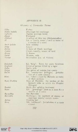 Appendix II: Glossary of vernacular terms