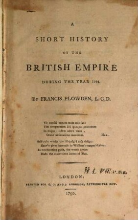 A Short History of the British Empire during the year 1794