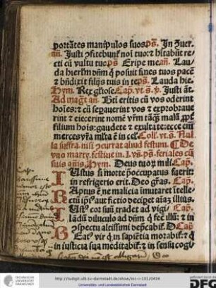 De uno martyre festive in primis vesperis, psalmi feriales cum suis antiphonis