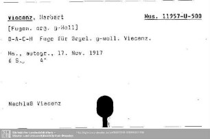 Viecenz, Herbert, Fugen. org. g-Moll