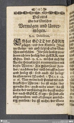 Discurs über des Menschen Vermögen und Unvermögen