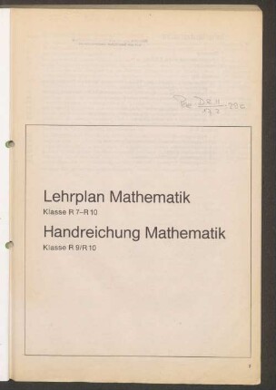 Handreichung für die Realschule Klasse 9/10 Mathematik: Lehrplanrevision Haupt- und Realschulen
