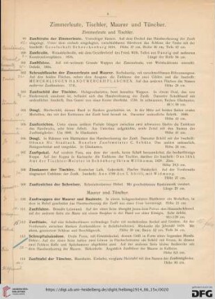 Zimmerleute, Tischler, Maurer und Tüncher (Nr. 99-114)