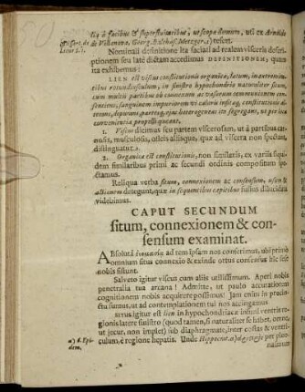 Caput Secundum situm, connexionem & consensum examinat.