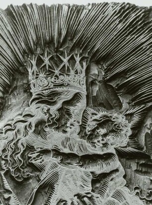 Madonna auf der Mondsichel erscheint Johannes : Holzstock (Madonna auf der Mondsichel), A. Dürer, 1511
