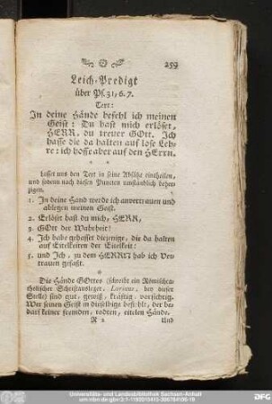 Leich-Predigt über Ps. 31, 6. 7.