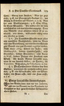 b) Einige lexicalische Anmerkungen.