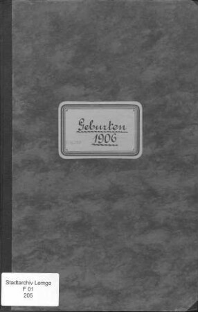 Namensverzeichnis Geburtsregister Lemgo 1906
